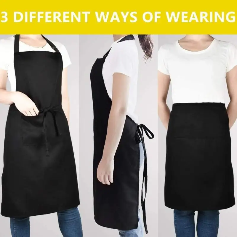 Unisex Professional Chef Apron with Pocket - Adjustable Full Coverage Apron - Waterproof and Oil Resistant - One Piece Black New