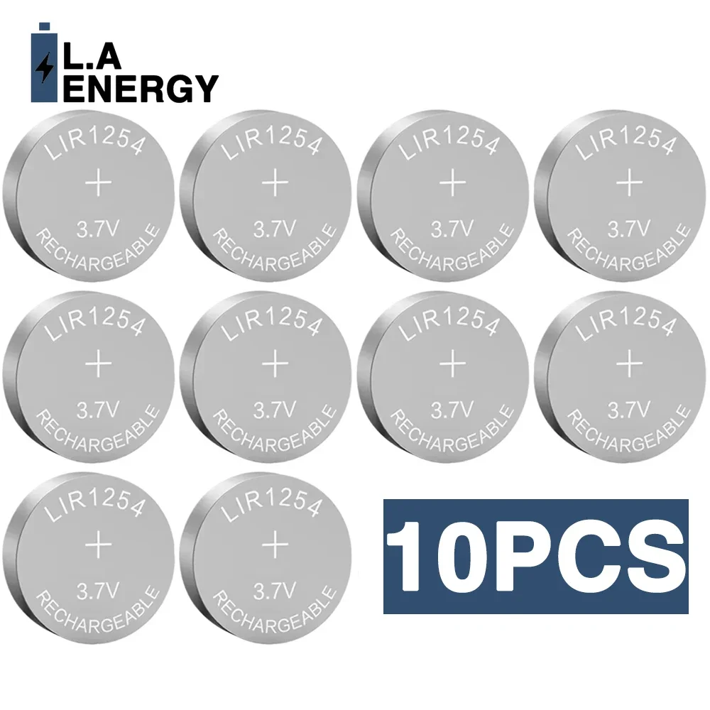 10PCS LIR1254 3.7V 65mAh Rechargeable Lithium Battery for Earphone Ithium-ion Battery Car Keys Watch Button Coin Cell Battery