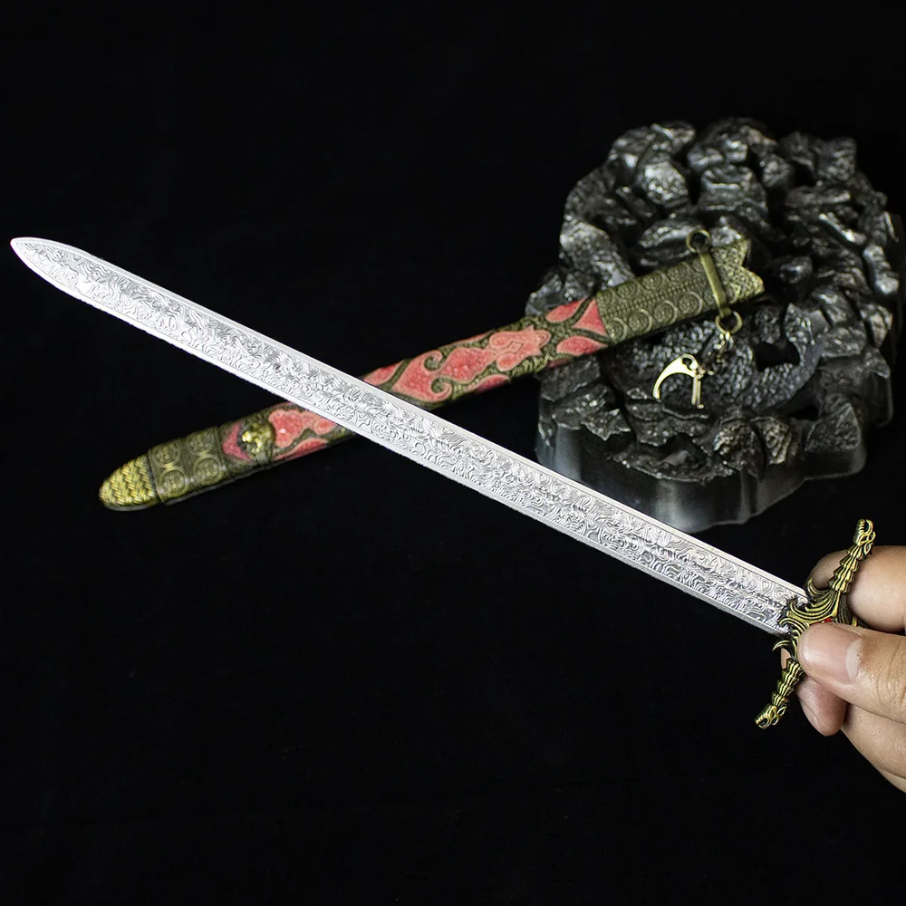 30cm/11.81in Power Game Periphery Oath Sword z metalową osłoną Model broni Nóż samurajski Kolekcja ozdób na biurko Zabawka