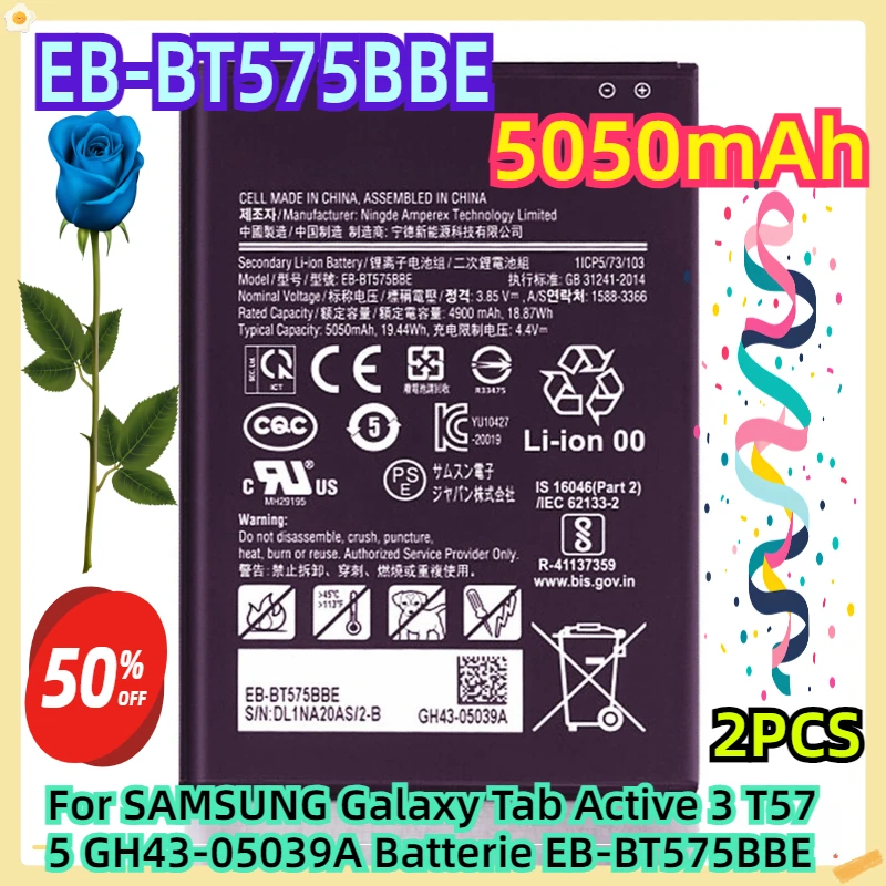 For SAMSUNG Galaxy Tab Active 3 T575 GH43-05039A Batterie EB-BT575BBE 2pcs