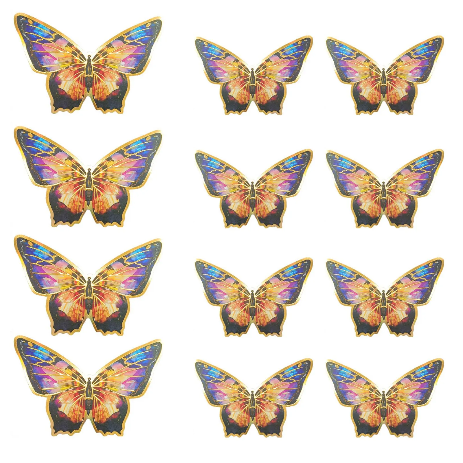 New Style 12Pcs Double Layer 3D Butterfly Wall Stickers Home Room Decor Butterflies For Wedding Decoration Magnet Fridge Decals