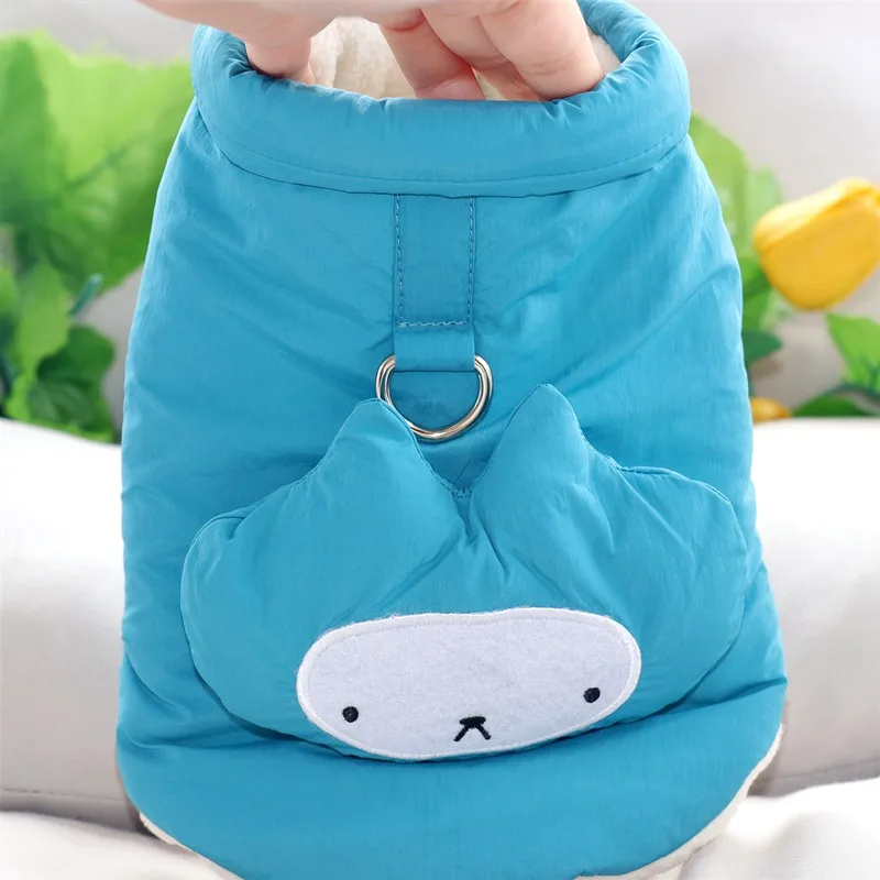 Cartoon Modeling Dog Clothes Leashable Teddy Cotton Clothes Bichon Solid Color Down Jacket Thickened Two-legged Clothes