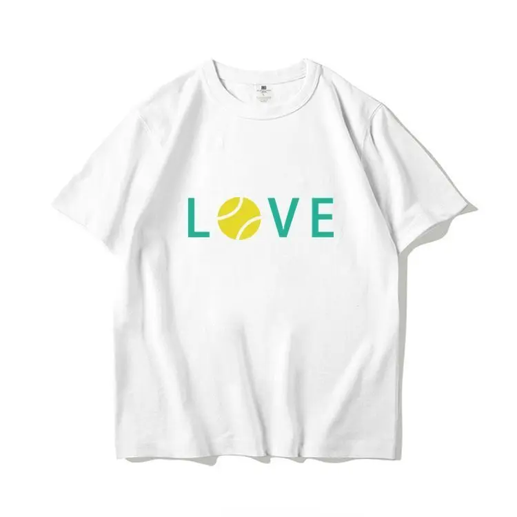 

Футболка с короткими рукавами из чистого хлопка с принтом Fan Same Tennis, мужская и женская футболка с половиной рукавов, свободный трендовый низ