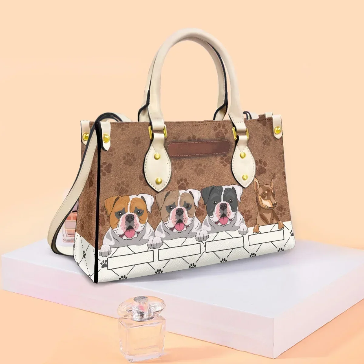 حقيبة يد السيدات الفاخرة الأمريكية البلدغ الكلب باو تصميم مطبوعة حقيبة ساعي السفر المحمولة الكتف حقيبة تحت الإبط حقائب اليد هدية #3