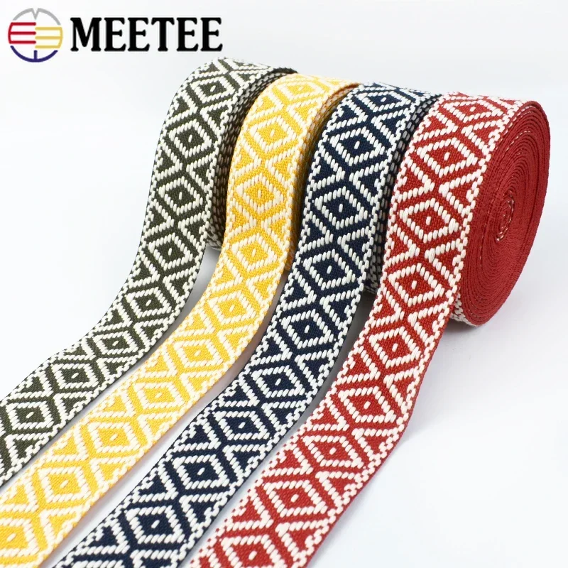 2-10M 38mm Jacquard Webbing For Sewing Bag Decoration Ribbon Polyester Cotton Bias Binding Band DIY Garment Belt Strap Accessory