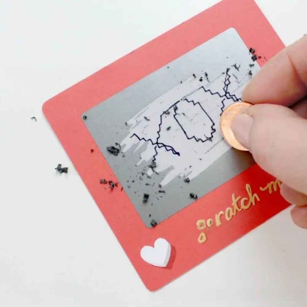 10pcs DIY Valentine's Day Scratch-off Card Heart Pattern Rectangular Anniversary Game Tickets Red Paper Love Coupon