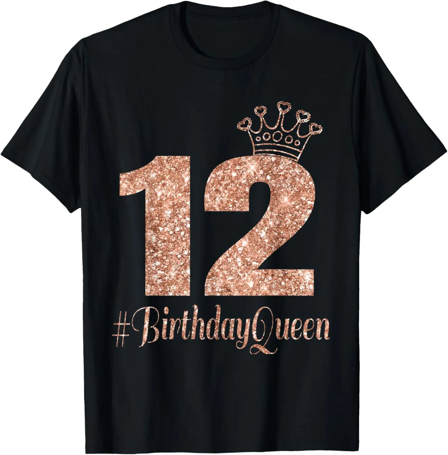 

12th Birthday Gifts Girls Rose Colored 12 Bday Crown T-Shirt