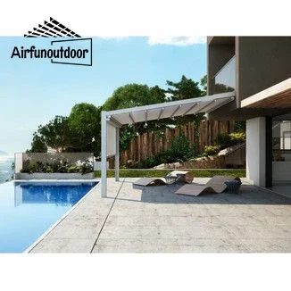 مقاوم للماء بولي كلوريد الفينيل قابل للسحب النسيج العريشة أكشاك وجناح 3x4 حجم التحكم عن بعد بمحركات الألومنيوم الإطار للحديقة