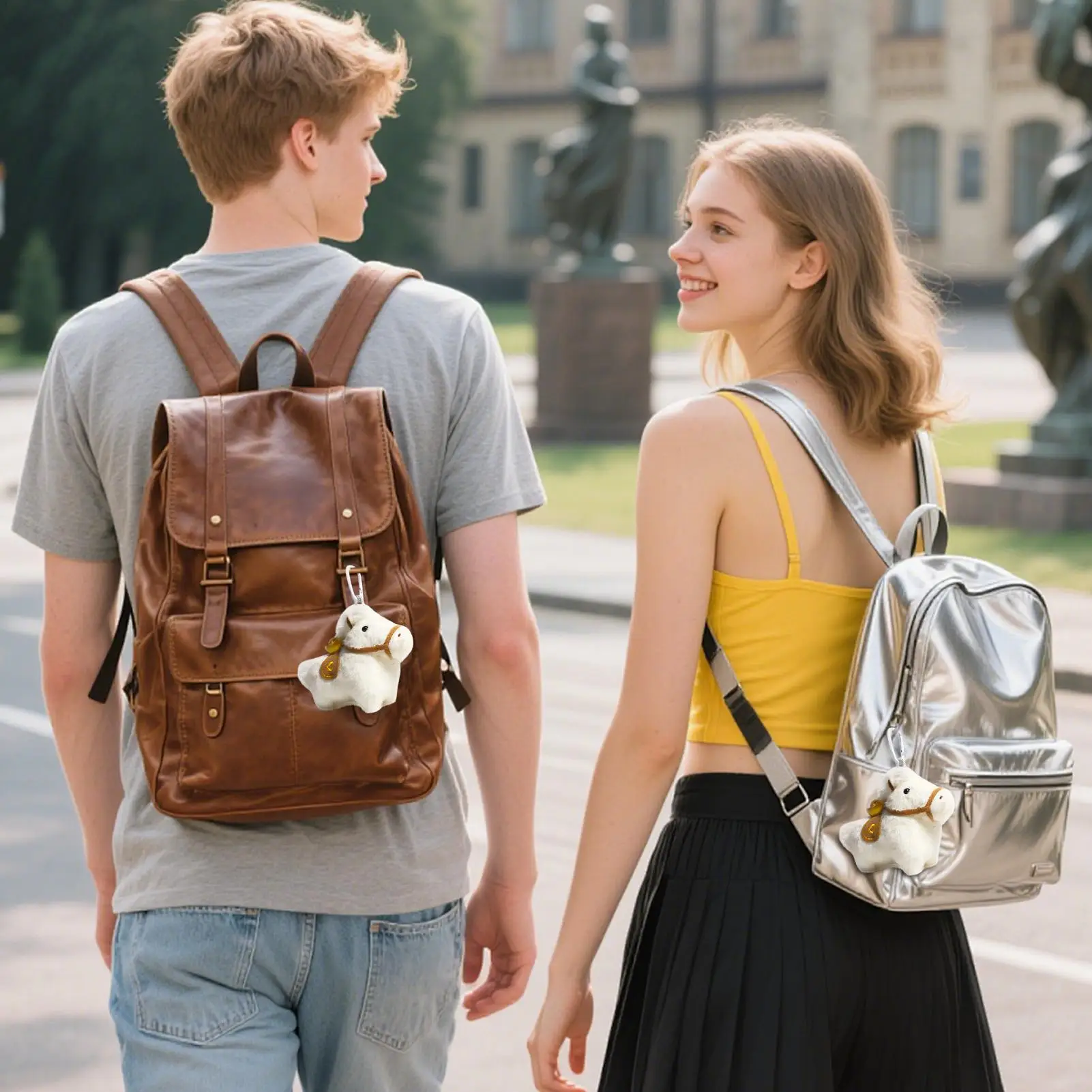 Cavalo de pelúcia carro pendurado ornamento espelho retrovisor decoração ano do cavalo saco acessórios viagem segurança charme presentes de ano novo