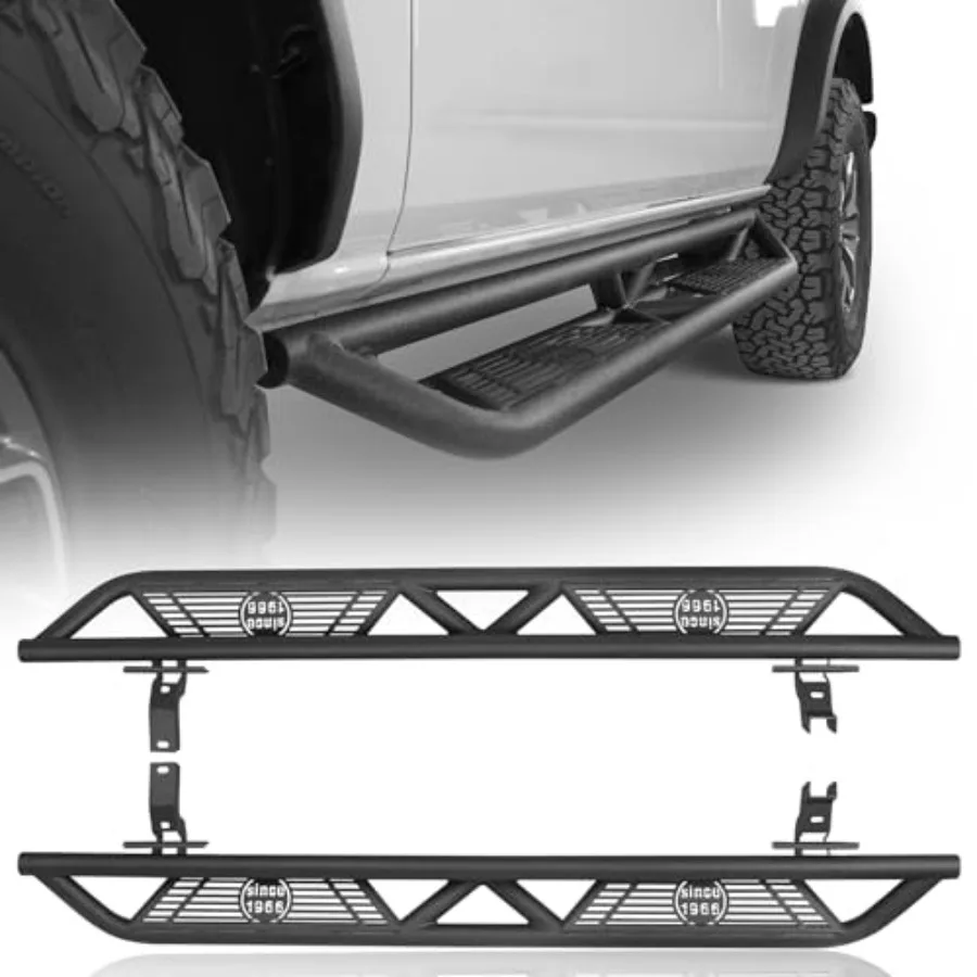 

Bronco Running Boards Drop Down Side Steps for 2021-2026 Ford Bronco 4-Door Exclude Bronco Sport,Tube Step Rails Nerf Bar Rock