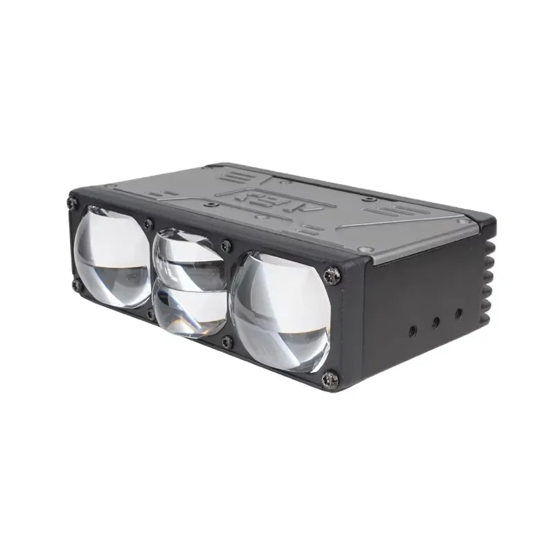 AES 10 Meters 1300LX Powerful Three Eyes Round Square Dual Beam Bi-led Projector LED Auxiliary Lens 90W for Auto Bumper