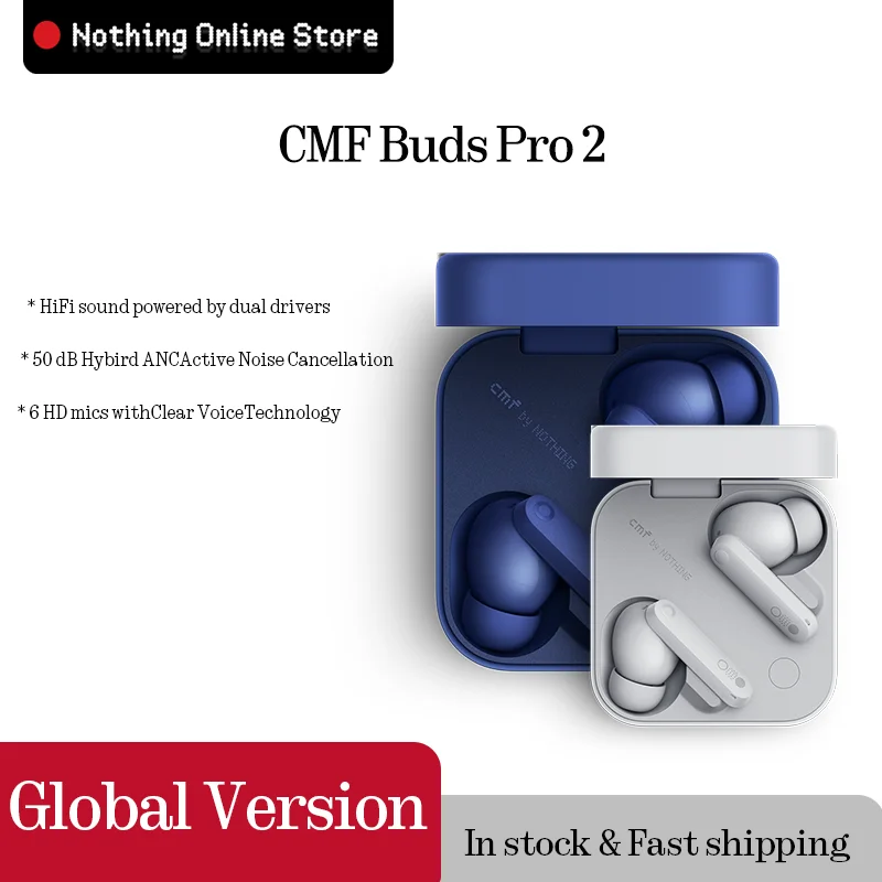 CMF Buds Pro 2、50dBハイブリッドアクティブノイズキャンセリング、6HDマイク搭載、迅速発送