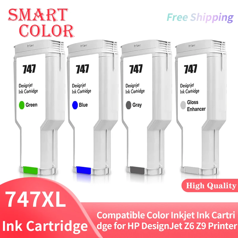 300ML 747 747XL P2V84A P2V85A P2V86A P2V87A Compatible Color Inkjet Ink Cartridge for HP747 for HP DesignJet Z6 Z9 Printer