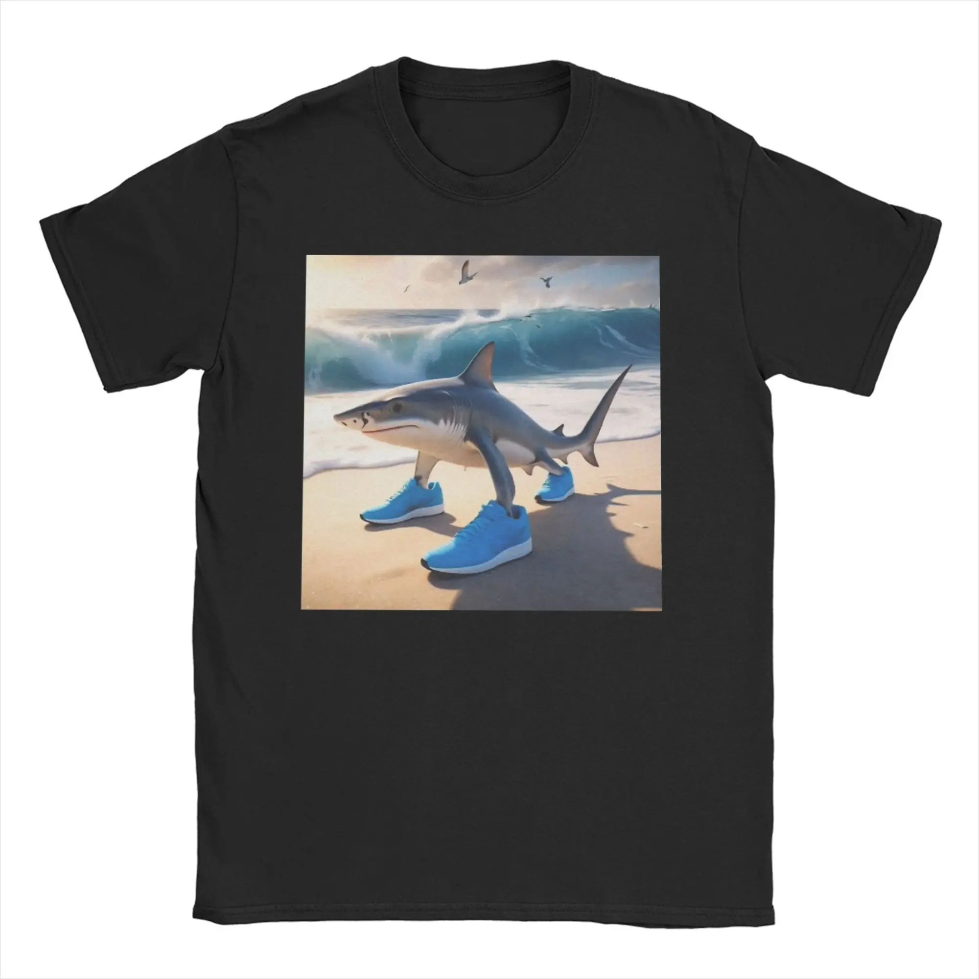 

Men Women T-Shirt Tralalero Tralala Creative Cotton Tee Shirt Short Sleeve Brainrot Meme Funny Shark T Shirt Clothing Big Size