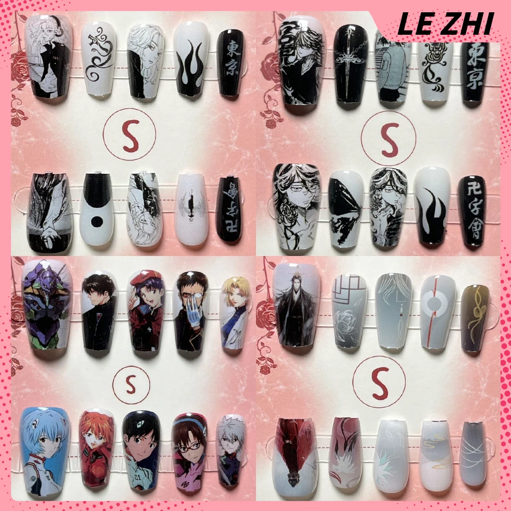 

10Pcs Fashion Anime Character Detachable Press On Nails Sweet Cool Cartoon Long Coffin Role Play Manicure Decoration Gifts