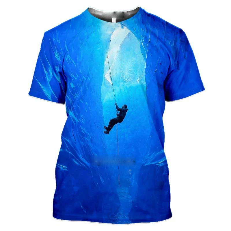 

Fashion Mountain Climbing Graphic T Shirts Summer Trendy Short Sleeve 3D Printed T-shirts Loose Breathable Quick Dry Sports Tees