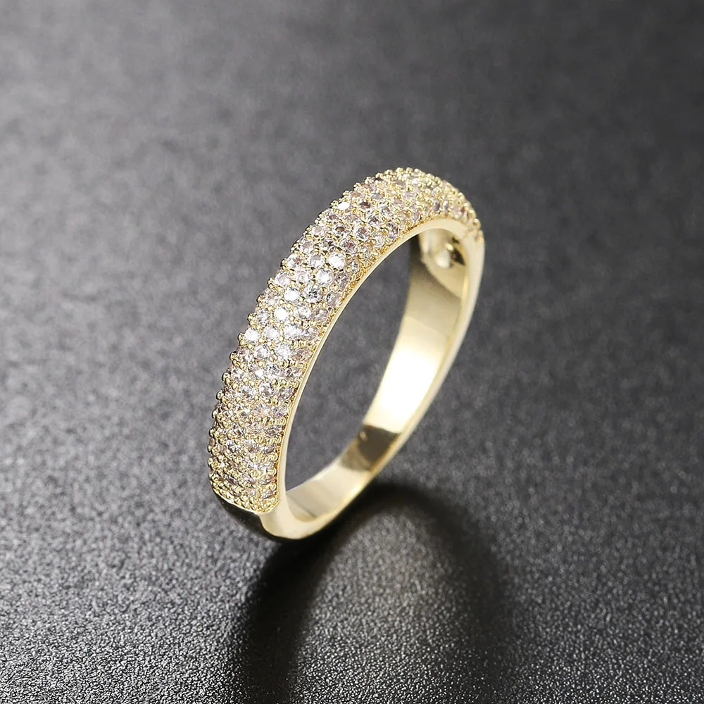 Vintage Gold Color Ring for Women Men Trend Stacking Crystal Ring Fashion Accessories Micro-inlaid Zircon Jewelry Wholesale R731