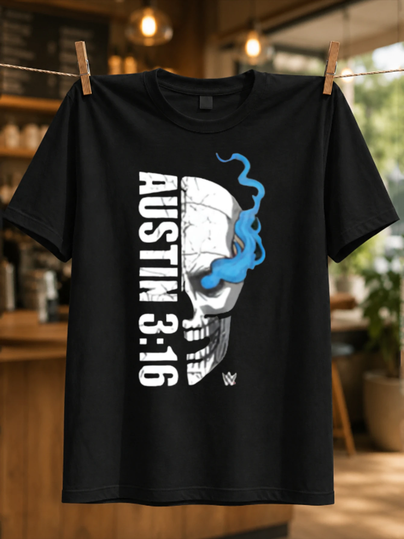Austin 316  half  face blue smoke swirl vertical cracked lettering and wrestling inspired attitude  Unisex All T-Shirt