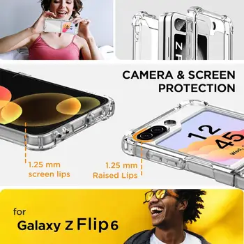 適用於三星 Galaxy Z Flip 6/7 的氣囊透明保護殼,Z Flip 6/7/5/4/3 壓克力 PC 背板軟 TPU 邊框,適用於 Galaxy ZFlip6 保護套 6 最佳銷售 三星翻蓋3手機殼 - №2