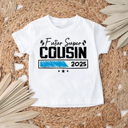 Feture Super Cousin 2025 Kid Tshirt Casual manica corta bambino Tee top girocollo T Shirt gravidanza annuncio Tees vestiti