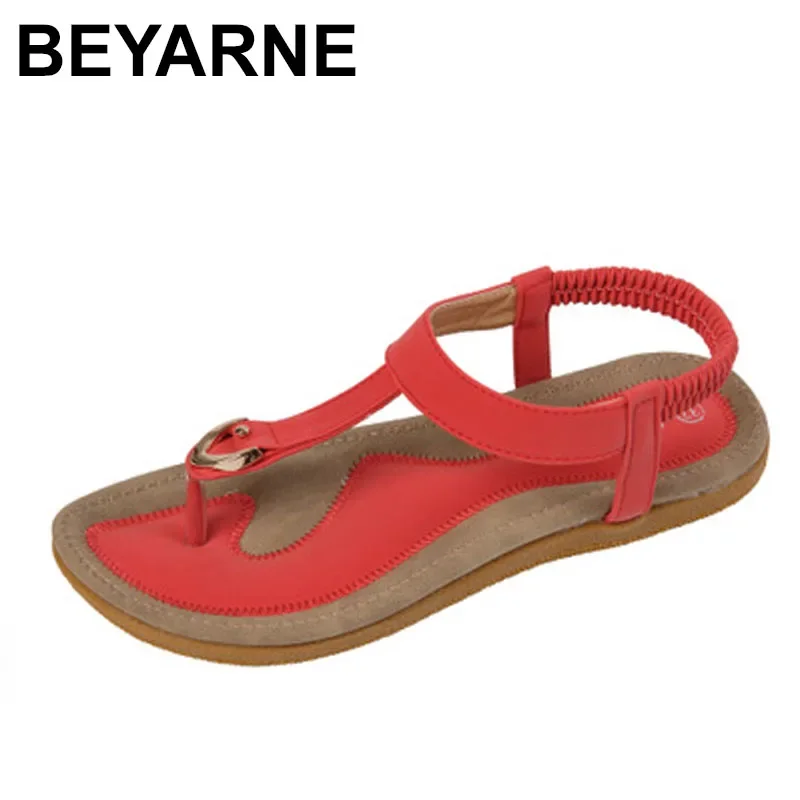 BEYARNESummer Shoes Women Bohemia Ethnic Flip Flops Soft Flat Sandals Woman Casual Comfortable Plus Size Wedge Sandals 35-42