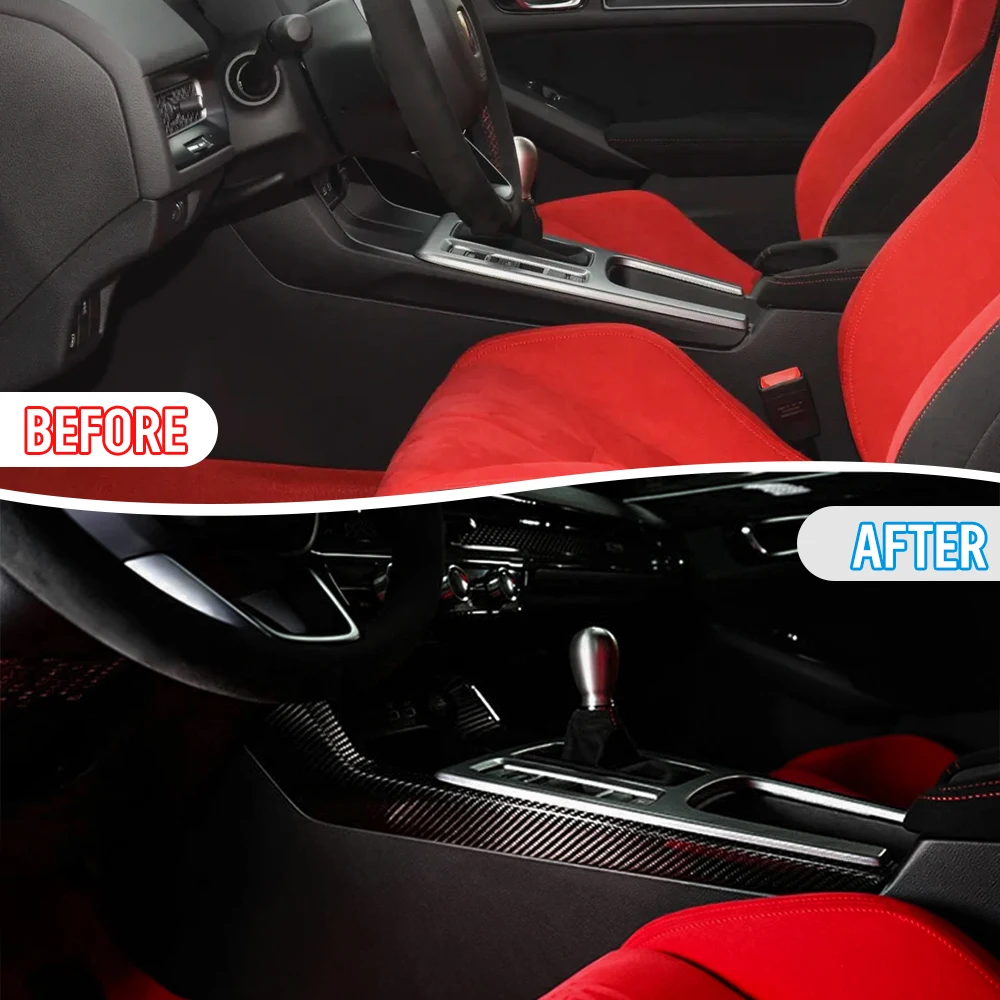 Carbon Fiber Center Console Side Cover Fit for 11th Gen Civic HatchbackType r FL5 Console Pillars Gear Shift Panel Side Strip