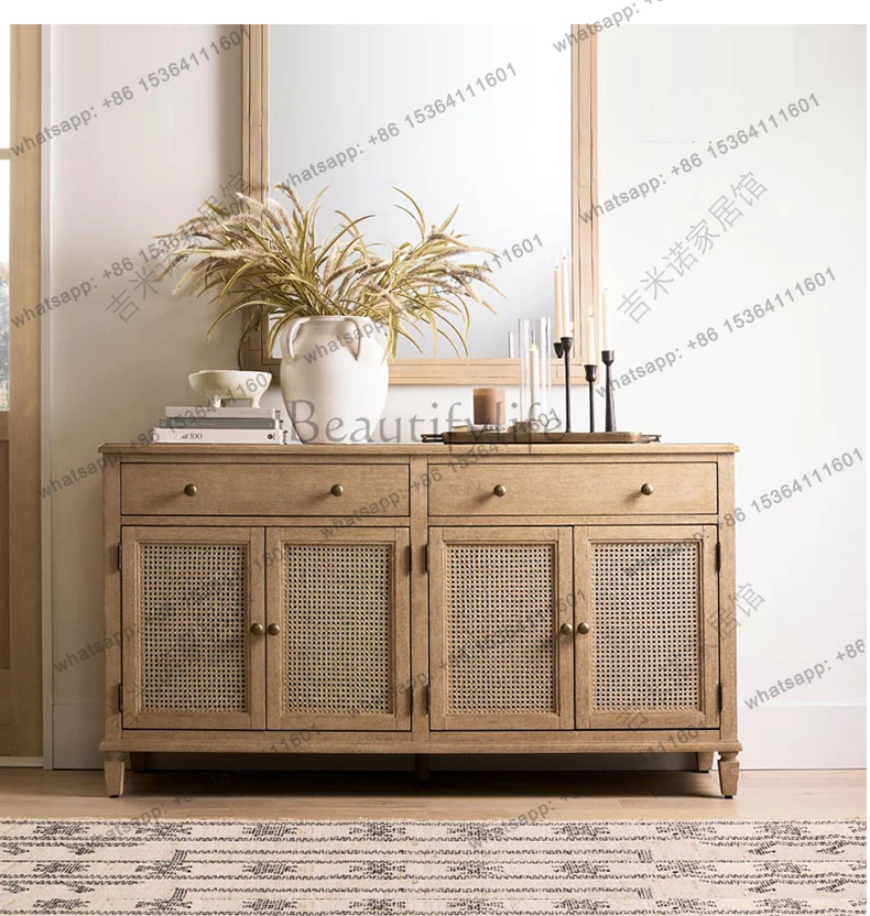 LD American rural solid wood chest cabinet ash wood retro old locker can be customized