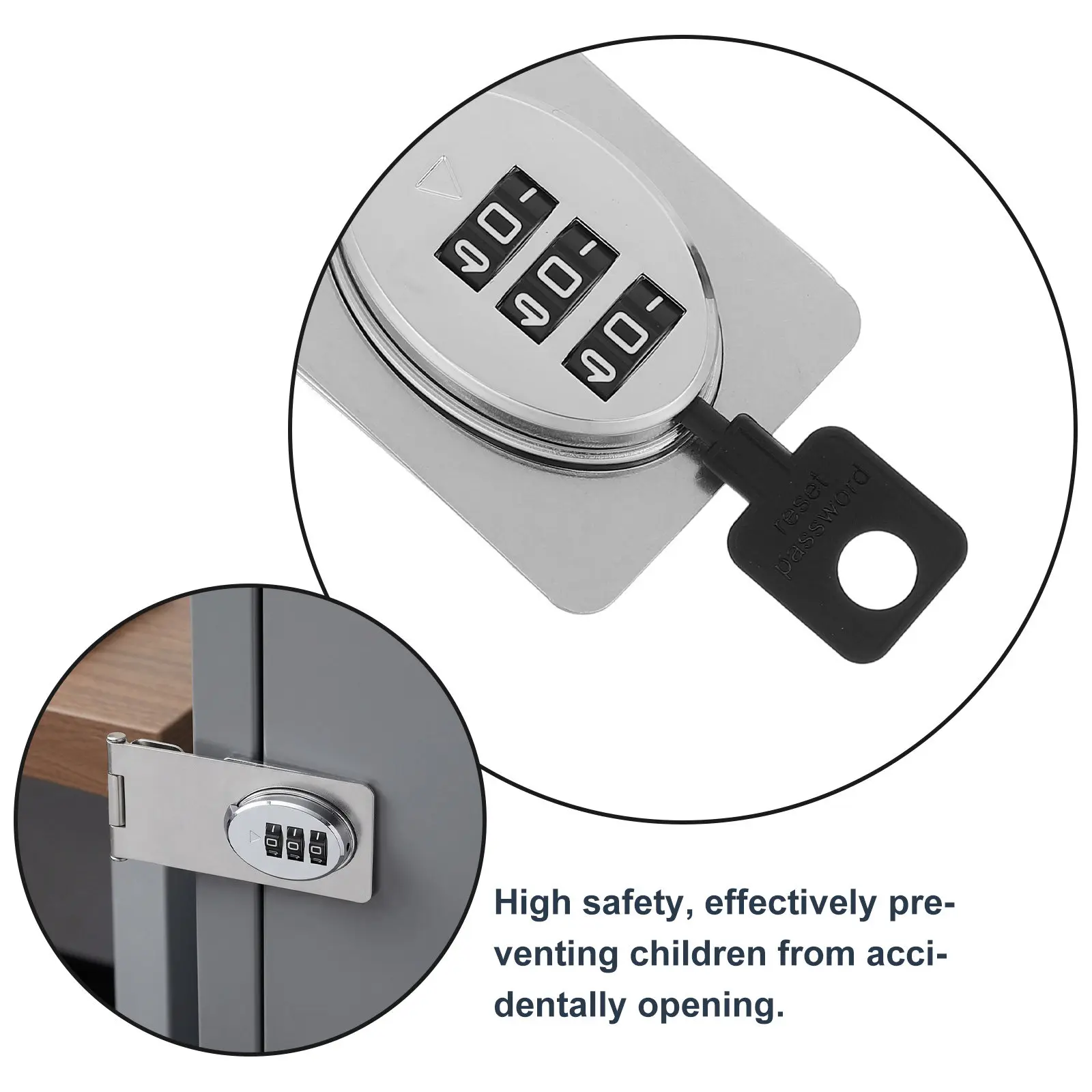 2Pcs Sliding Door Hasp Lock Cabinet Keyless Combination 3-Digit Password Lock No Drill Kitchen Pantry Drawer Security Latch