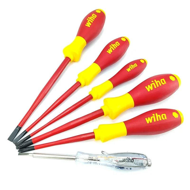 Wiha 1000V VDE Insualted Screwdriver Set SoftFinish Electric SlimFix Phillips Slotted PH1 PH2 High Quality and Long Life Service