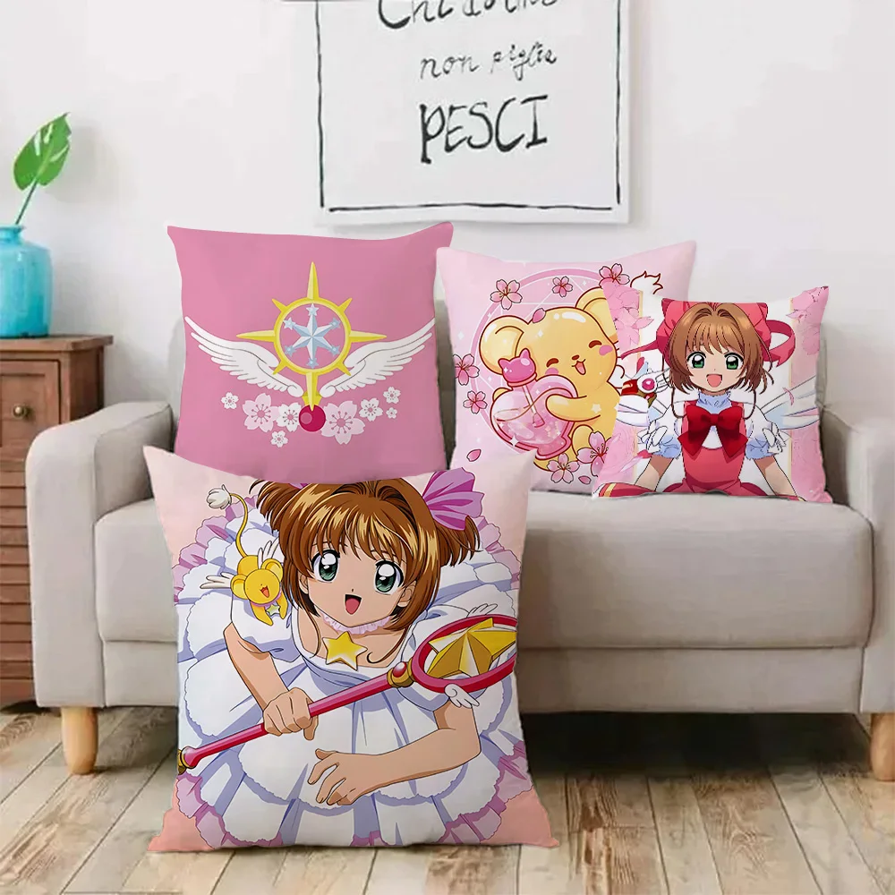 Pillow Covers Cartoon Anime Cardcaptor Sakura Sofa Decorative Home Double-sided Printing Short Plush Cute Cushion Cover