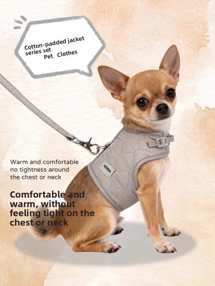 

Зимняя теплая хлопковая куртка Azeria для собак с ромбовидным узором, нагрудным ремнем и термоизоляцией, простая и удобная