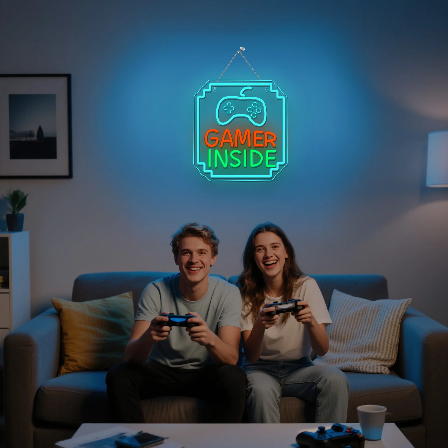 Gamer Inside Neon Sign Dimmable Light Up Sign Wall Decor for Gaming Room Bedroom A Cool Gamer Gift Idea for the Game Room