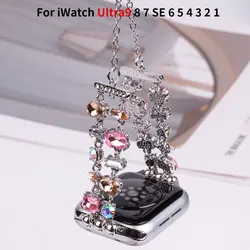 Two rows of small diamond chains are used for Apple watch models, with gorgeous sparkle for iWatch Series 9 8765432 strap