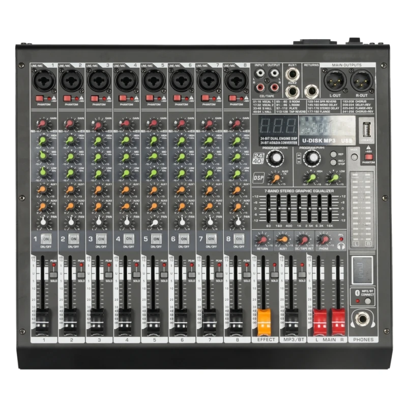 2025 hot sale Professional 8-channel Power Mixer Dj Mixer Karaoke Stage Ktv Dj Power 8-way Audio Sound Cards & Mixers