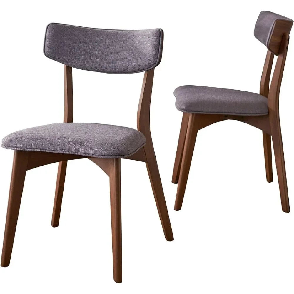 

Knight Home Abrielle Mid-Century Modern Fabric Dining Chairs with Natural Walnut Finished Rubberwood Frame, 2-Pcs Set