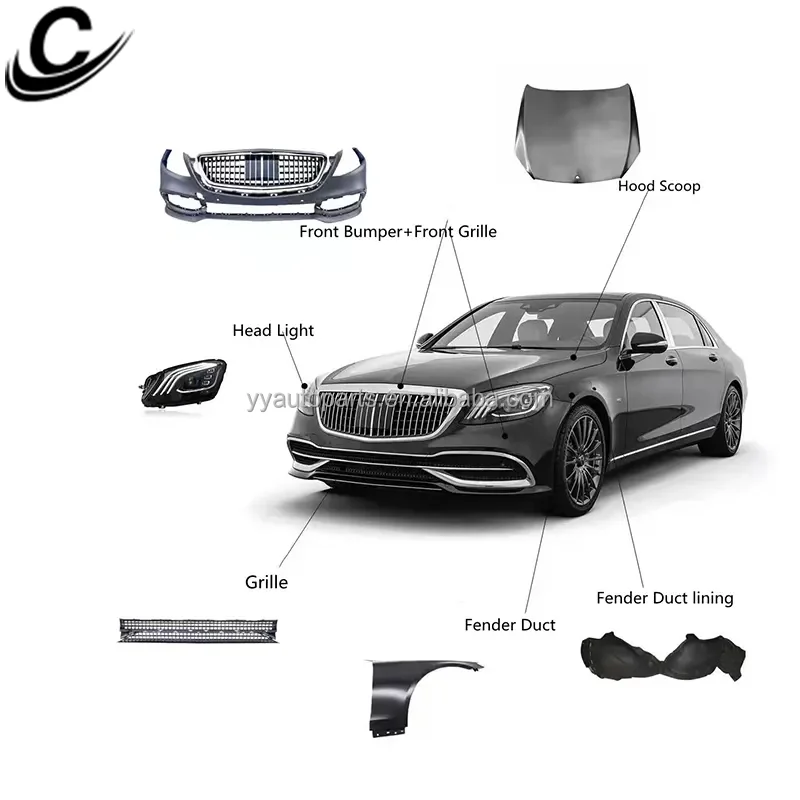 Old to New Car Facelift Auto Body Parts For Mercedes W221 Upgrade to W222 May Style Bodykit with Car Bumper