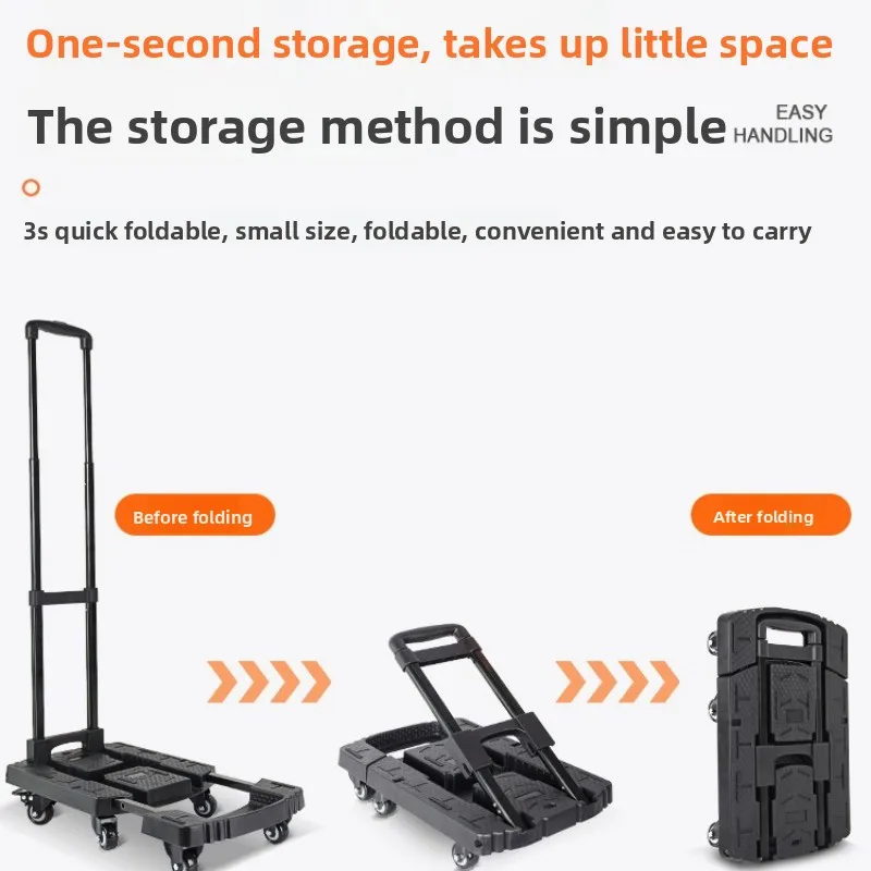 

Minimalist Household Goods With Brakes Universal Wheel Flatbed Cart Trolley Folding Trailer
