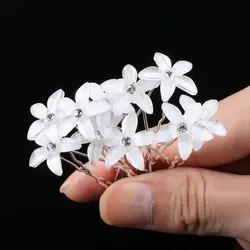 10pcs/set Red Purple Flowers Hairpin Stick Wedding Women Bridal Hairpin U Shaped Hair Clip Hair Accessories Wholesale