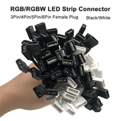 3PIN 4PIN 5PIN 6PIN LED Strip Connector Female Plug 15CM Black/White Extension Cable Wire For WS2812 5050 RGBW RGBWW Tape Light