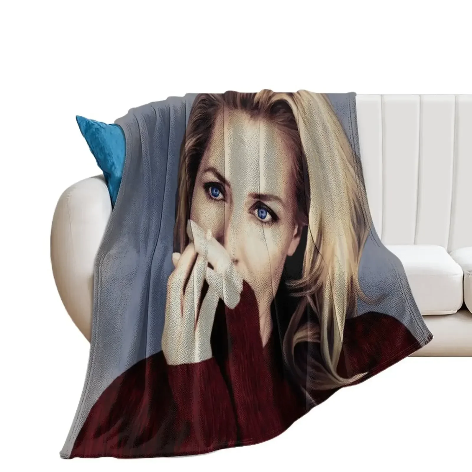 Gillian Anderson oil color painting Throw Blanket warm winter Giant Sofa Moving Blankets