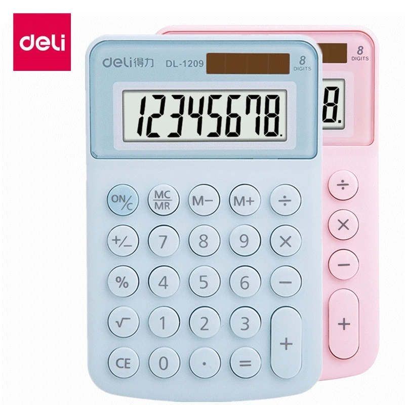 

Deli 1 PC Calculator 8 Digits Solar Panel Dual Power Supply 2 Colors Office Supplies Stationery 1209A