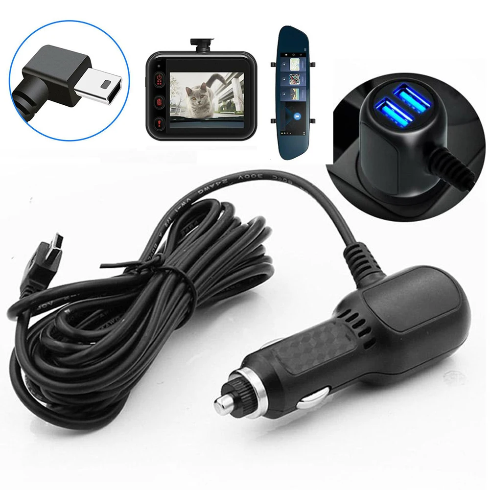Mini Micro USB Car Charger 3.5meter 5V 3.4A With 2 USB Ports For Car DVR Dash Camera GPS Video Recorder Car Parts