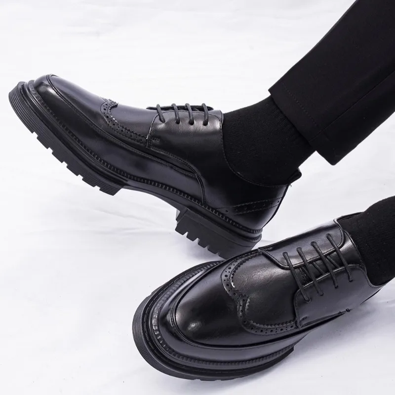 

Breathable Brock Leather Shoes Men's Formal Business Height Increase Suit Height Increase Wedding Groom Shoes