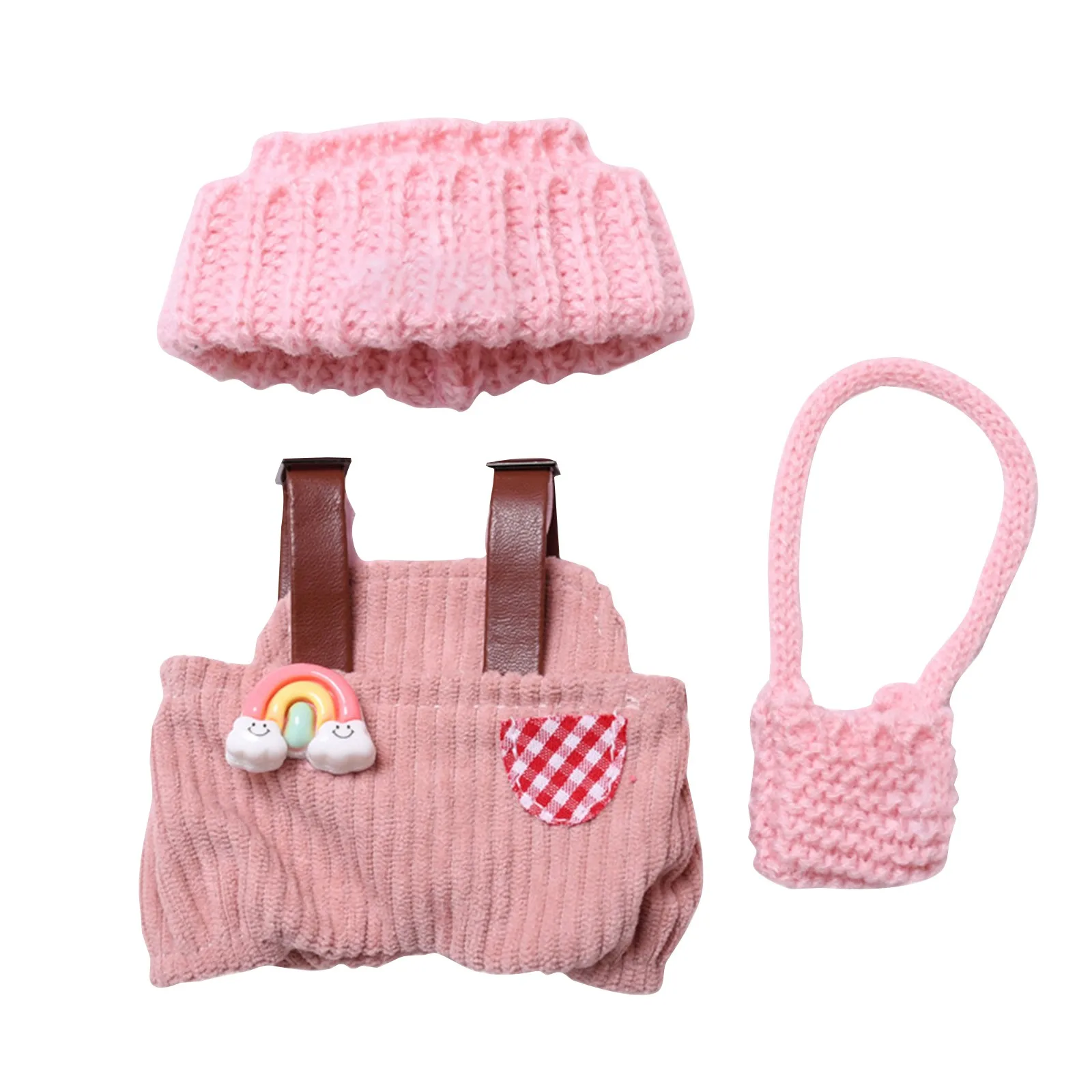Plush Overalls For Dolls Cute Mini Plush Doll Clothes For 17cm Labubu Rabbit Ear Cap Kinds Of Overalls Clothes Accessories
