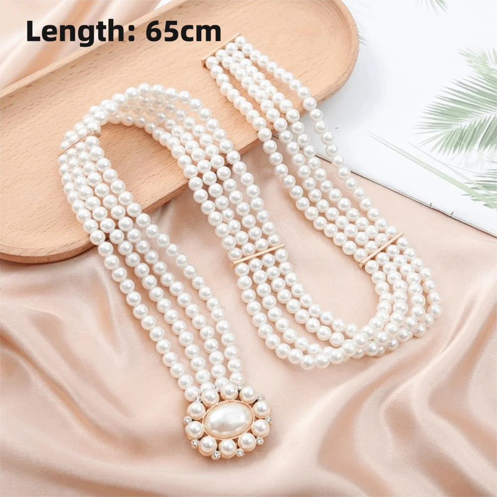 Ceintures en perles blanches pour femmes, strass en cristal, chaîne de taille élégante, à la mode