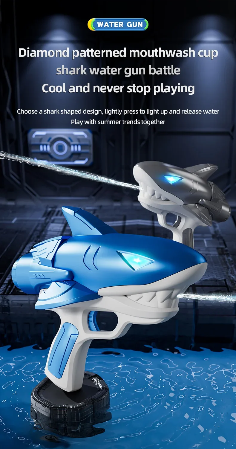 Automatic Shark Water Gun For Kids Summer Beach Outdoor Fun_voghion.com