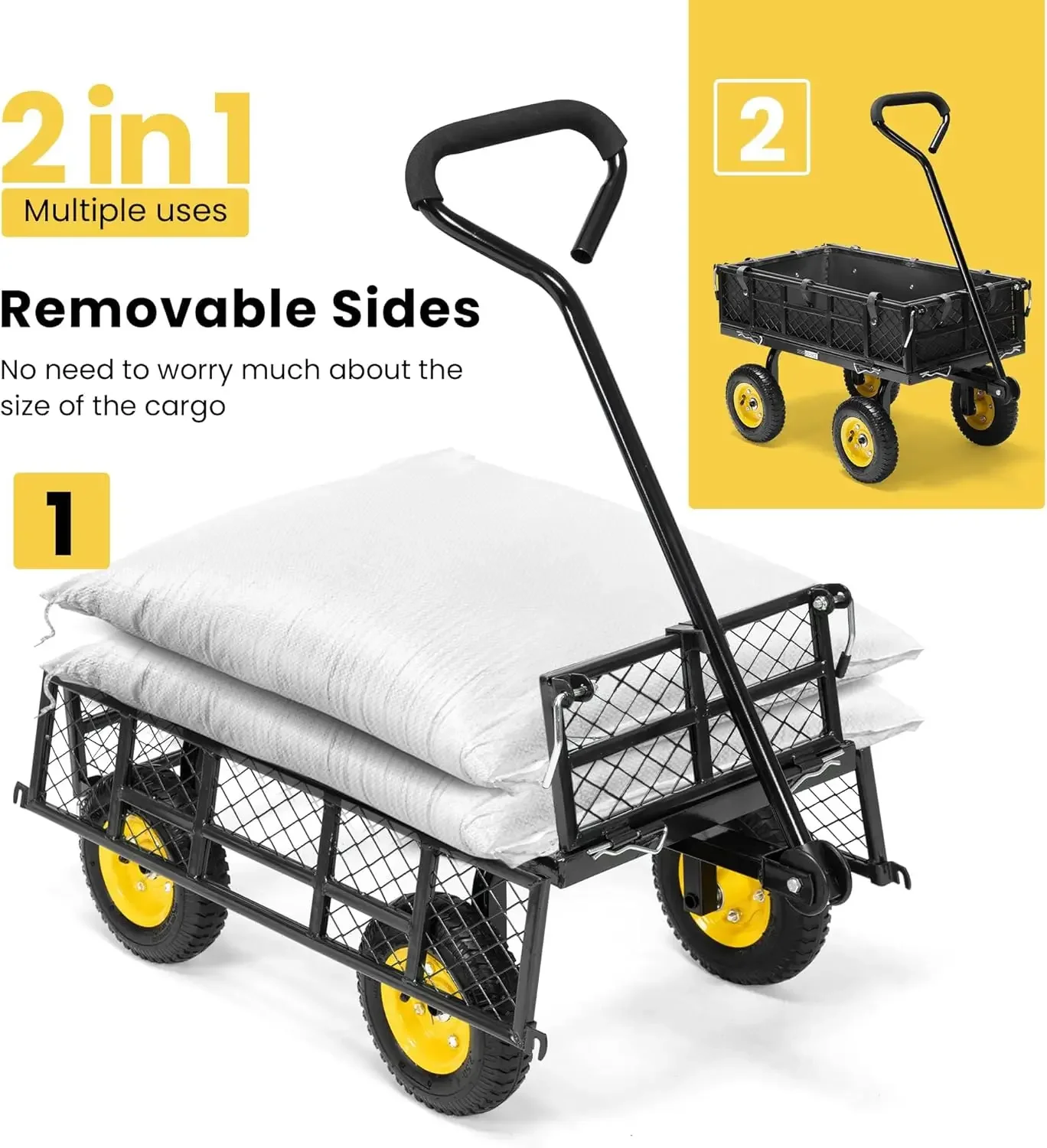 Steel Mesh Yard Garden Truck Wagon Trolley  Folding Steel Outdoor Beach Wagon Garden Farm Yard Tool Truck