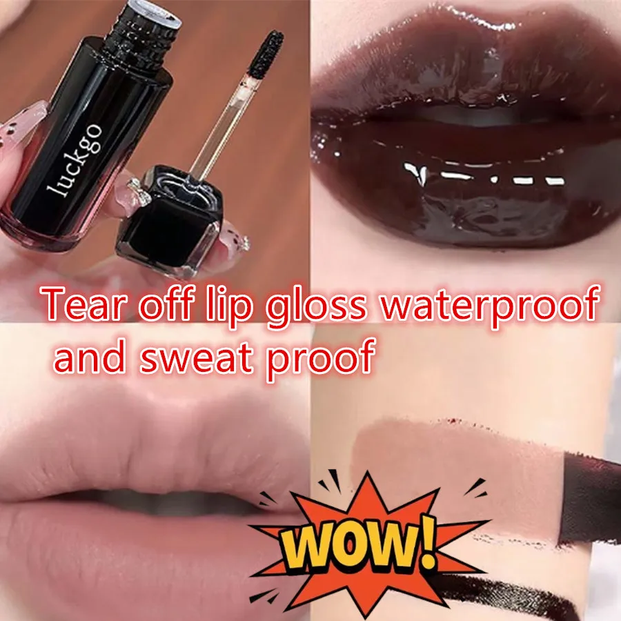 Rouge à lèvres liquide pour tatouage, noir et marron, imperméable, durable, teinte mate, Contour marron, tache à lèvres détachable, cosmétique