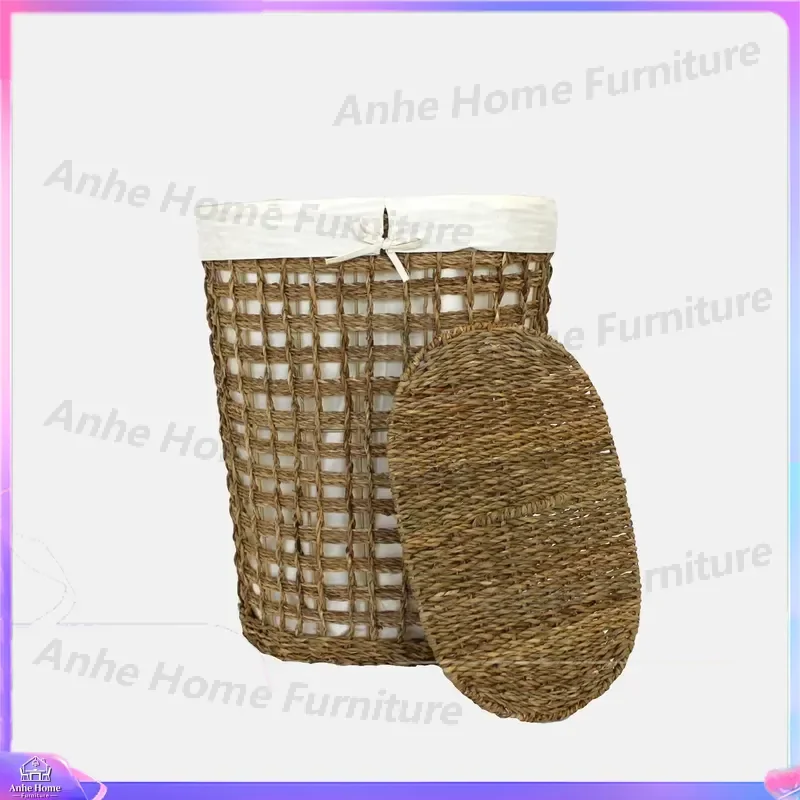 Handmade Oval Seagrass Basket Open Square Weave Eco Friendly Pet Bed Cat Dog House Natural Wicker Storage Bin Wholesale