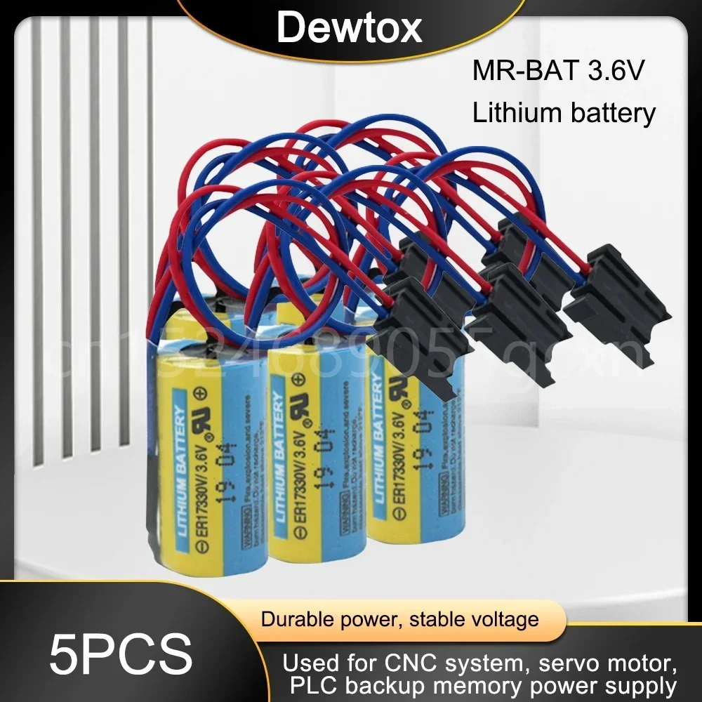 5PCS MR-BAT ER17330V PLC Battery 3.6V 1700mAh ER2/3A 17330 Lithium Li-ion Batteries with Connector for Programmable Controller